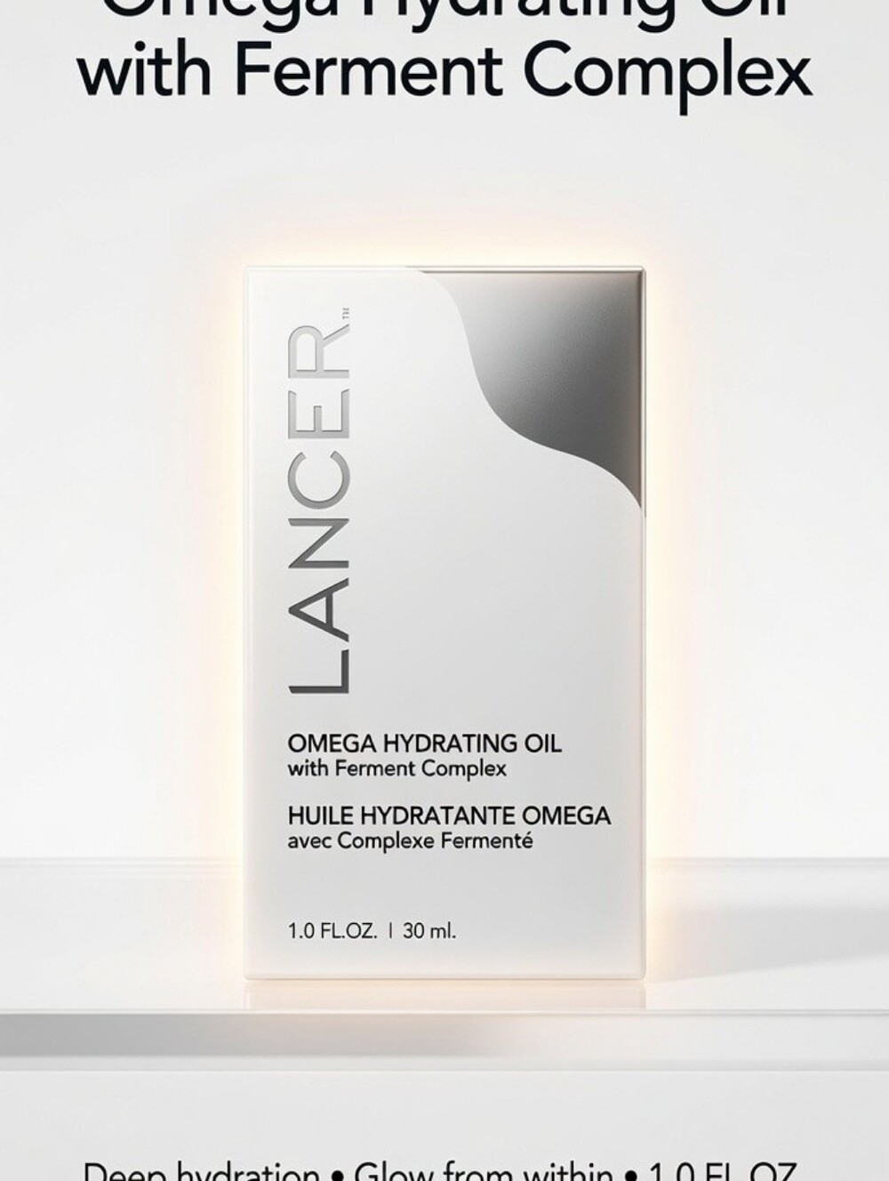 Lancer Omega Hydrating Oil — White & Silver Packaging